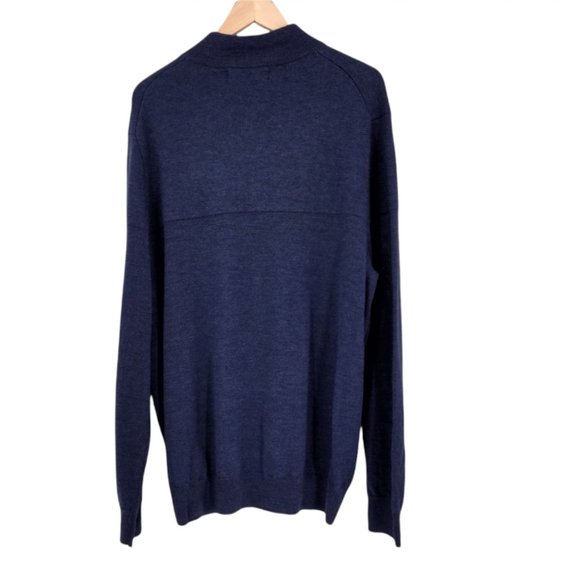 HARRISON DAVIS Sweater Men's XL Blue Fine Merino Wool 1/2 Zip Pullover Classic - Picture 2 of 8